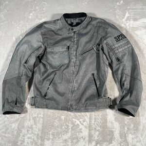Speed and Strength ARMORED Motorcycle Jacket Men M Gray Elbow Pads Zip Pockets